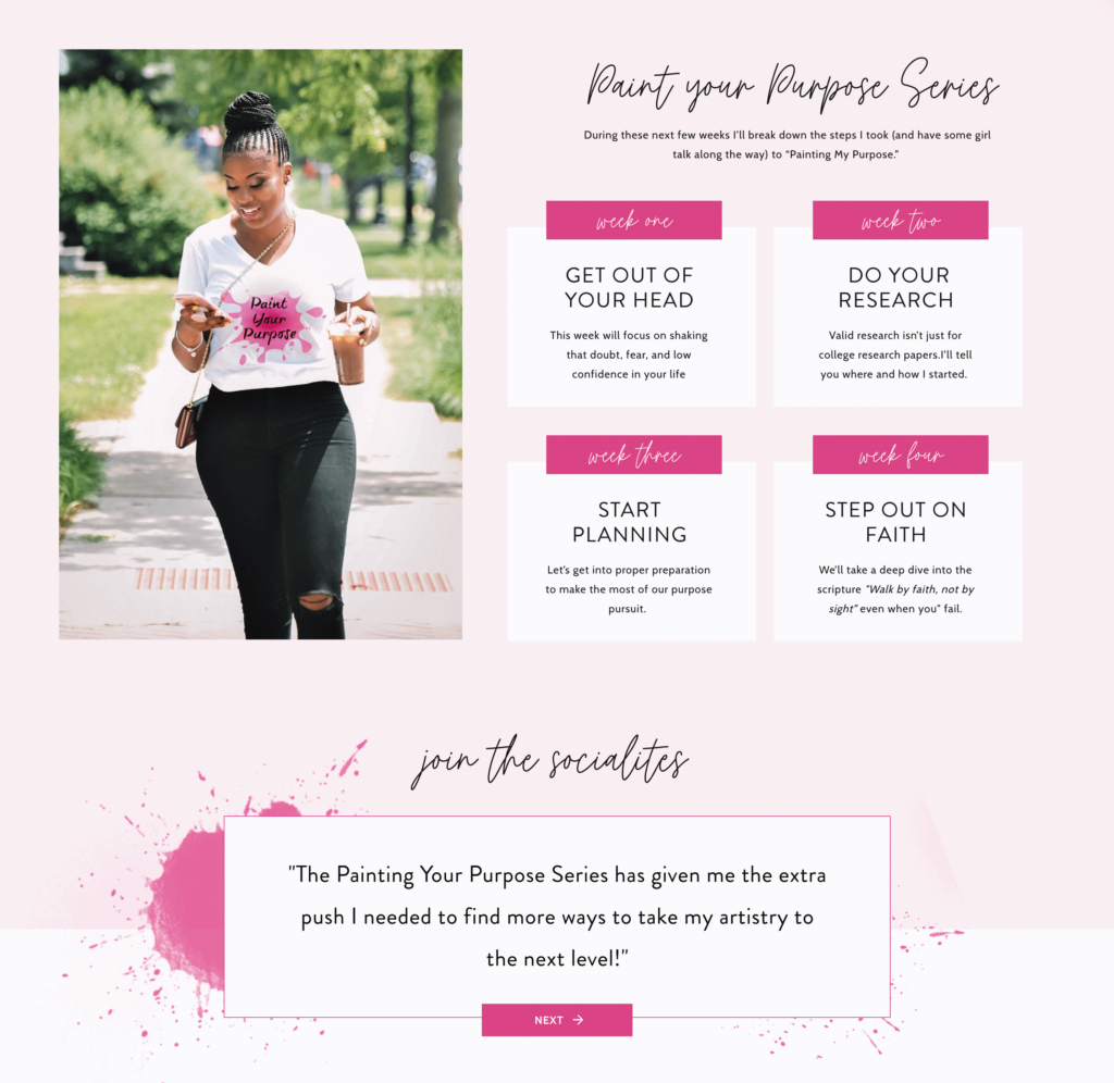The Miss Society Paint Your Purpose Page