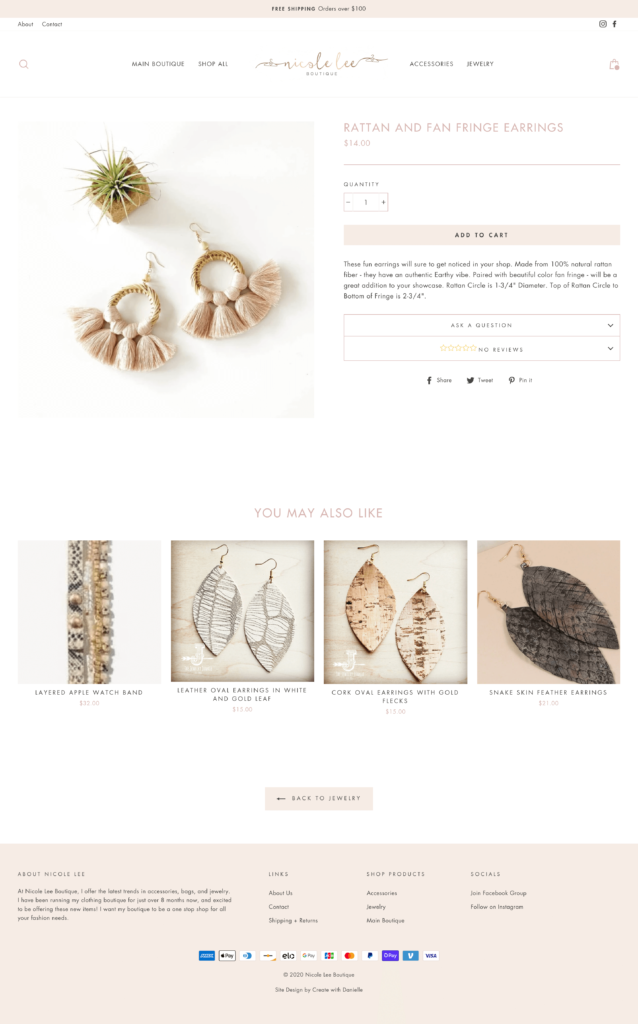 Jewelry and Accessories Shopify Boutique Product Page