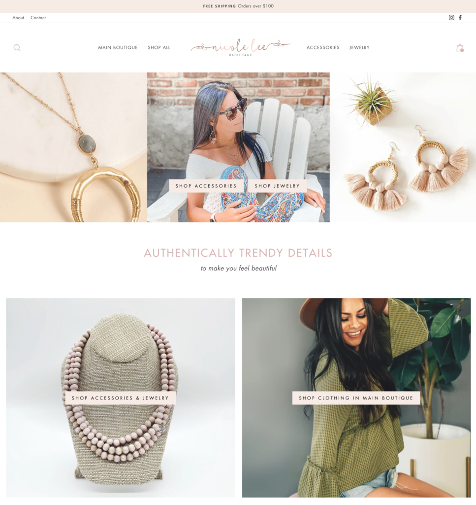 Shopify Boutique Design for Jewelry and Accessories