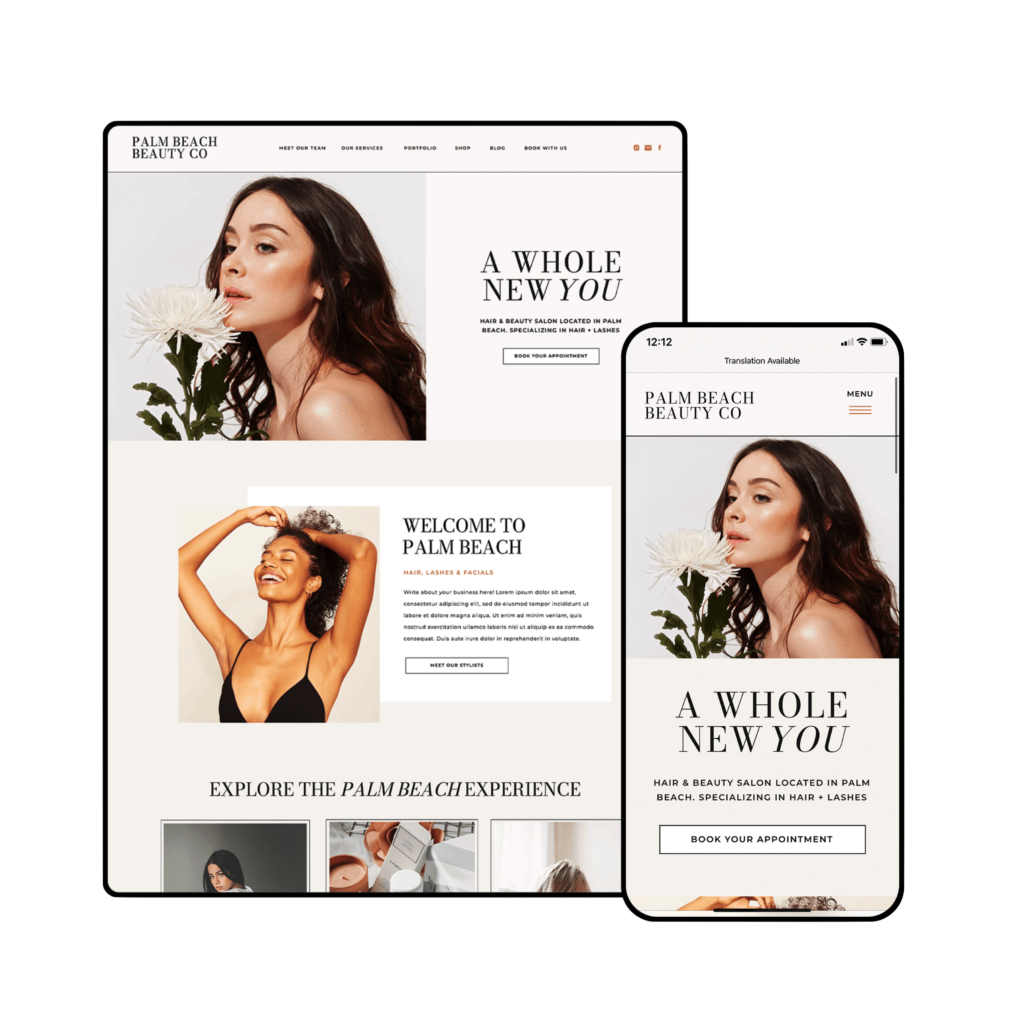 Showit Website Template for Beauty Businesses and Beauty Salons