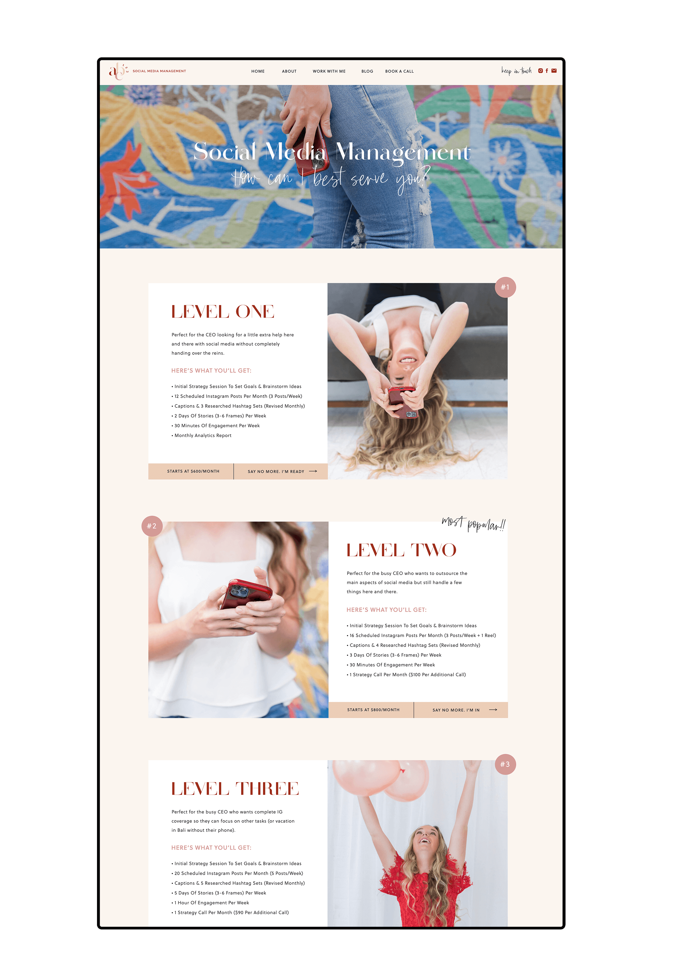 Social Media Manager Showit site Design ABC SMM CWD