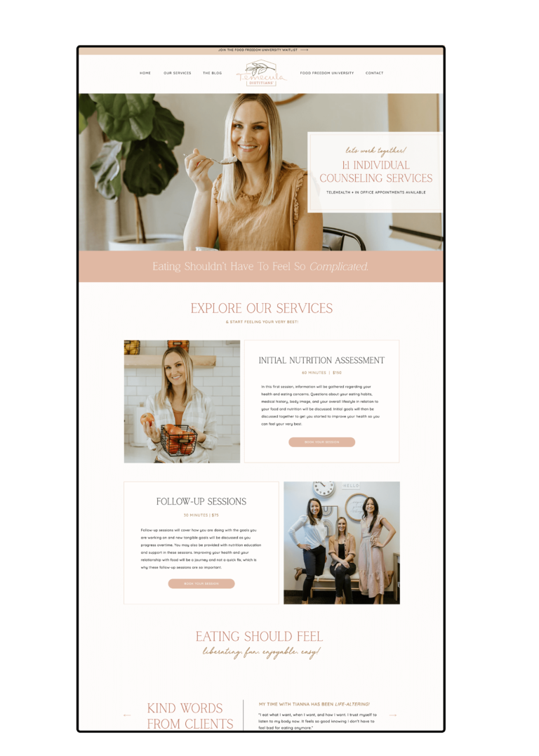 Custom Showit Dietitian Website Design Launch | CWD