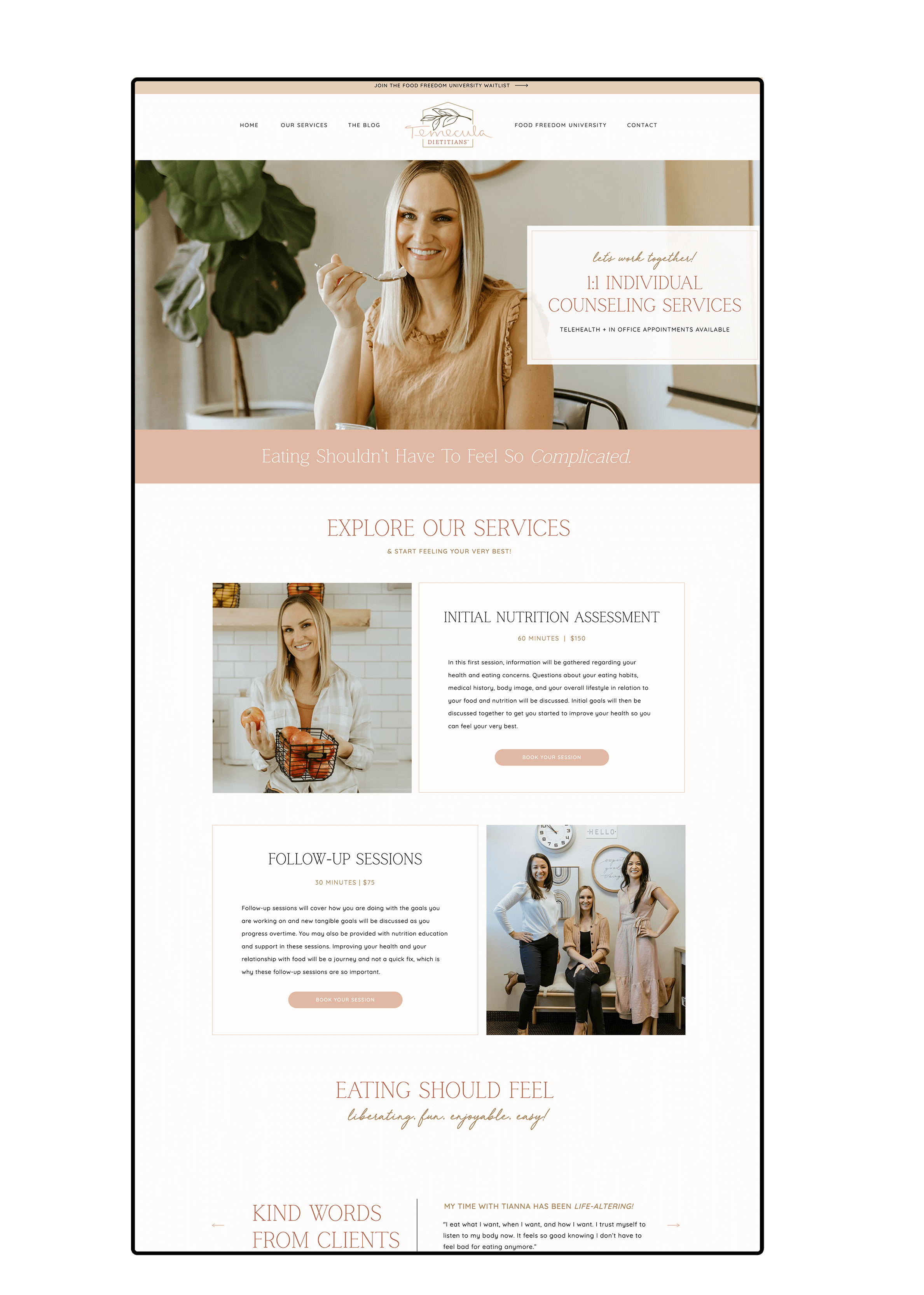 Showit Dietitian Website Design - Temecula Dietitians | CWD