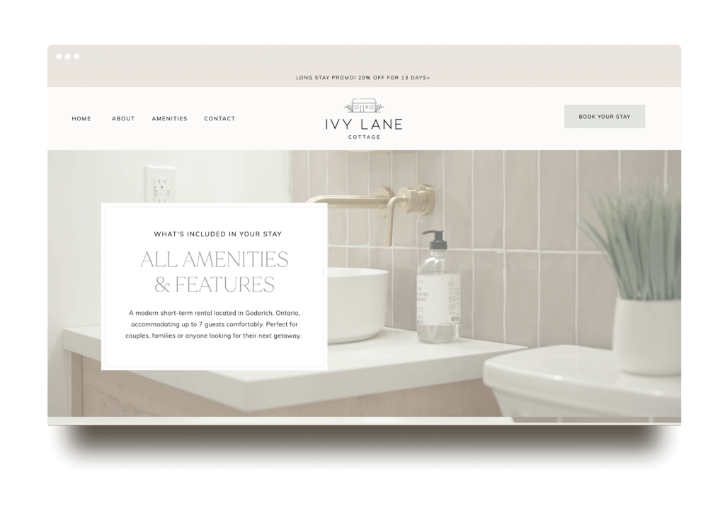 Showit Cottage Rental Website Design Inspiration