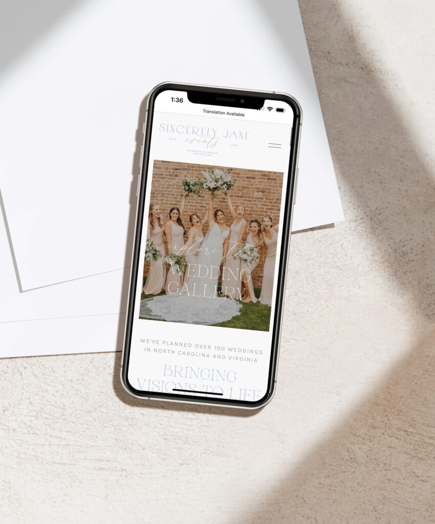 Showit Luxury Wedding Planning Website Design 2