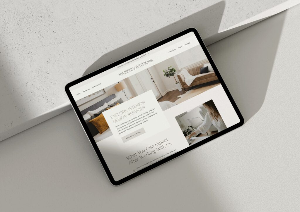Showit website template for interior designers