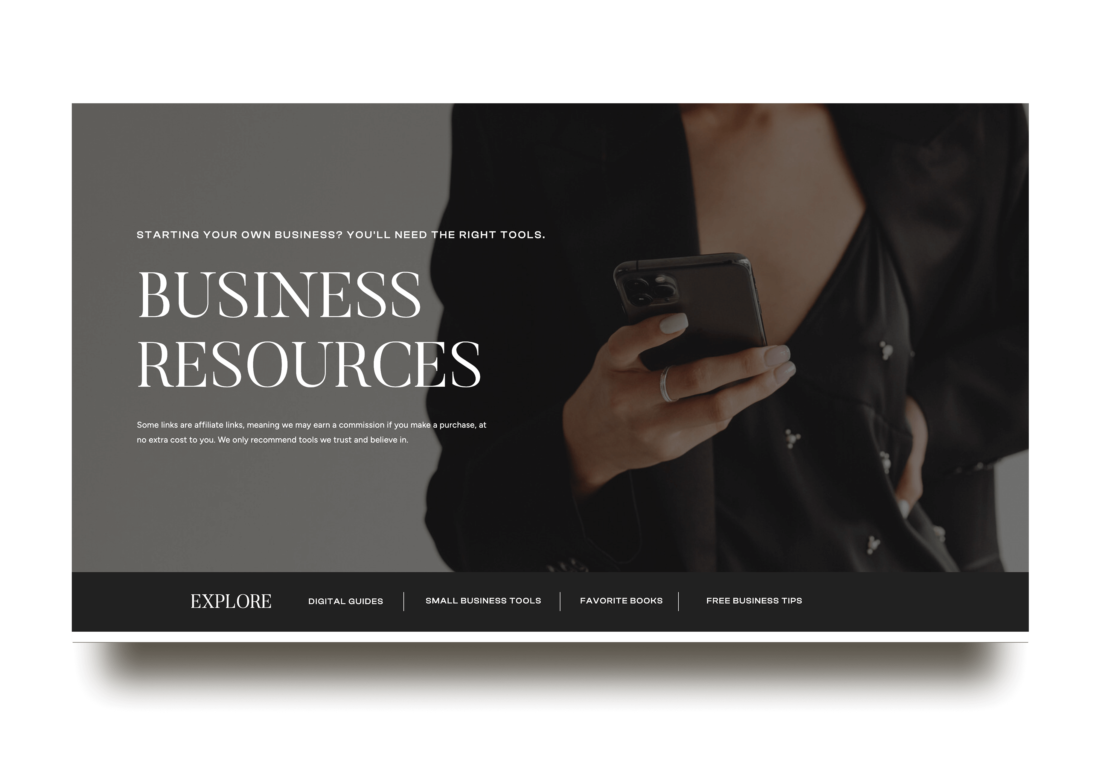 Showit template resources page for business owners