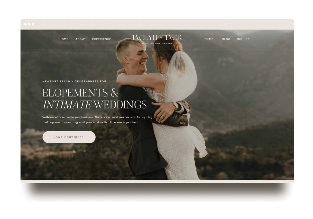 Showit website template for videographers and photographers