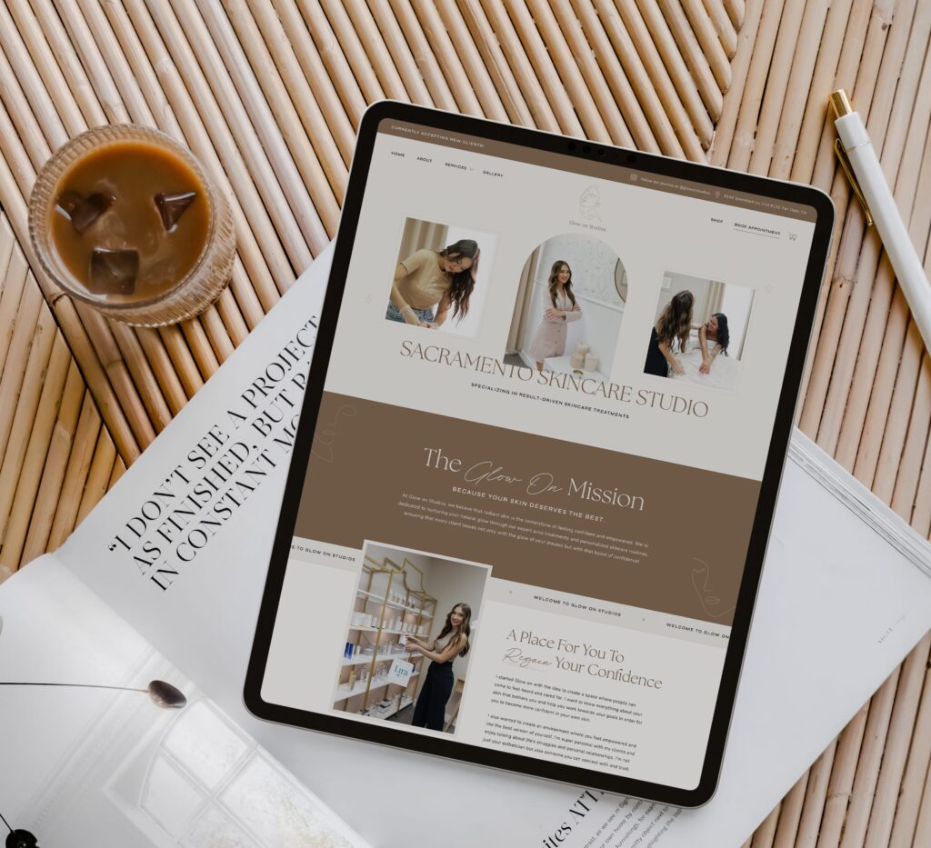 Showit skincare studio website design about page