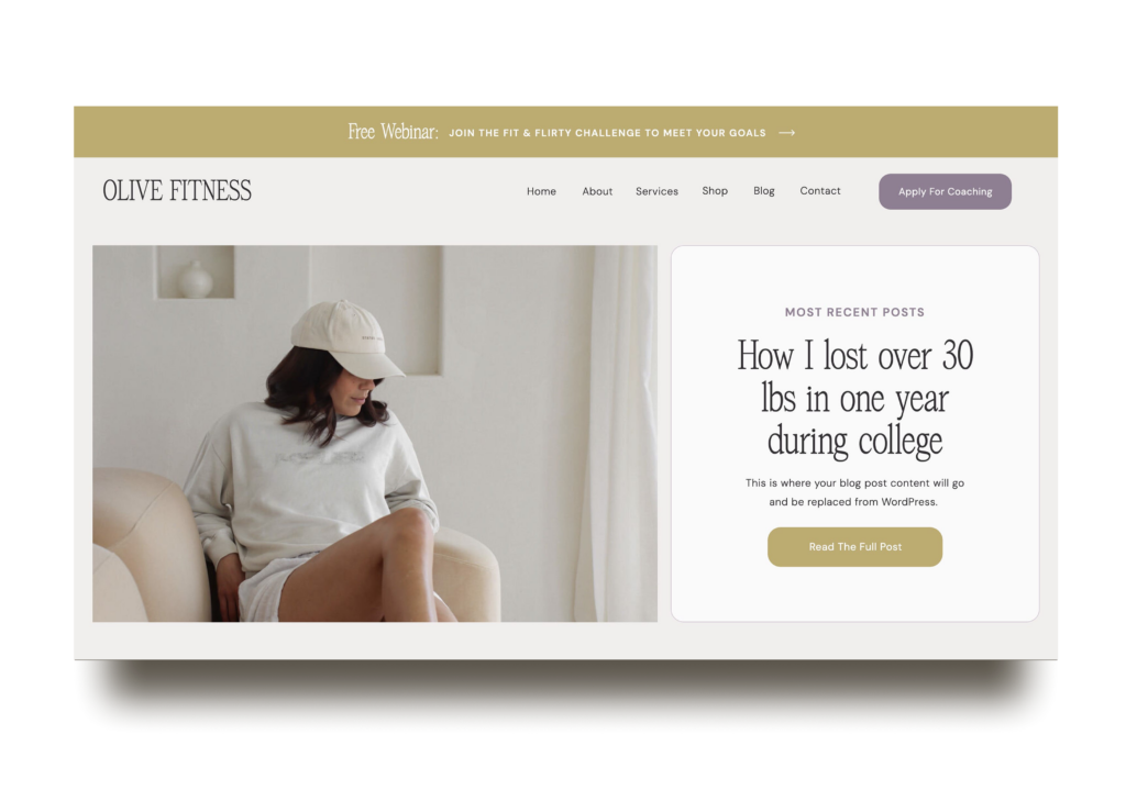 Featured/Recent Posts Blog Section Full on Showit 1