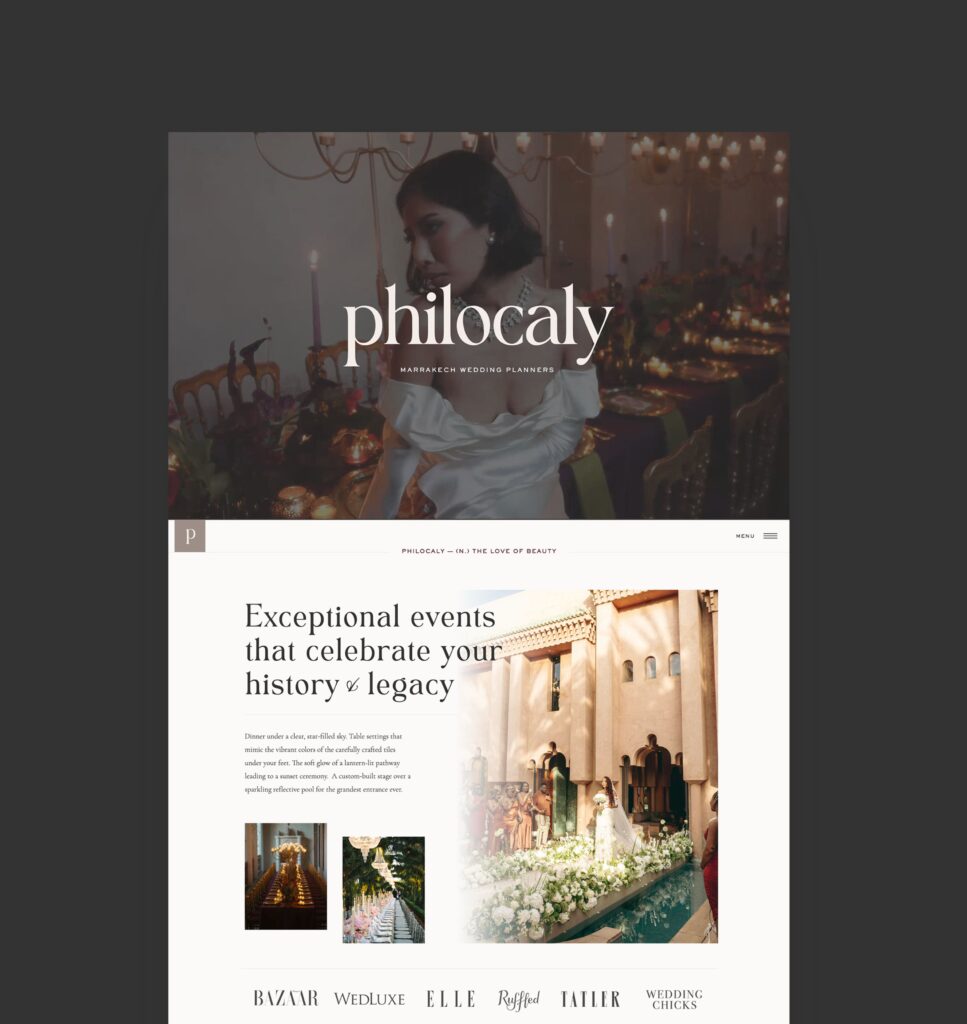 Custom Luxury Wedding Planning Showit Website Design