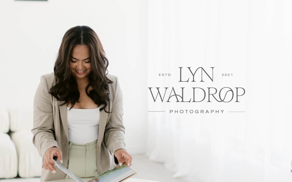 Primary Logo Design with Lyn's Headshot as Background