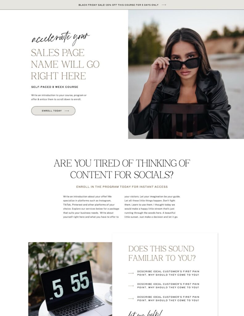 Editorial Showit Sales Page Template