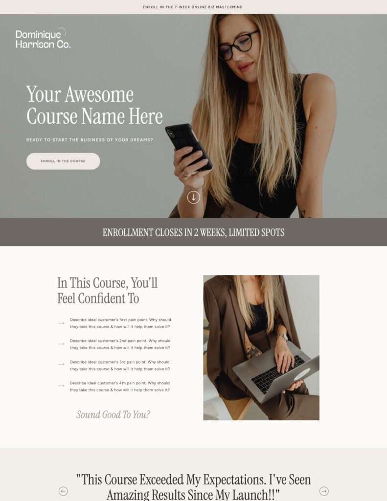Showit Sales Page Template Add-on