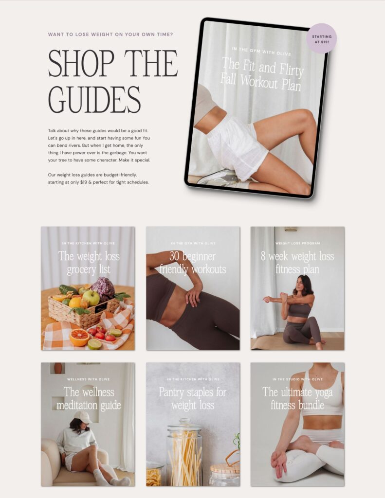 Showit Digital Product Shop Page Template