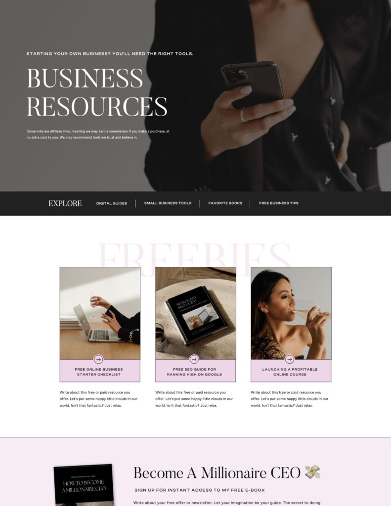 Showit Resources Page Template