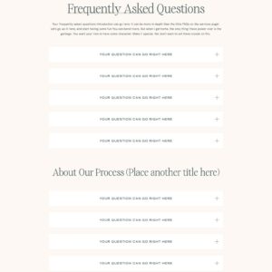 Showit FAQs Page Template