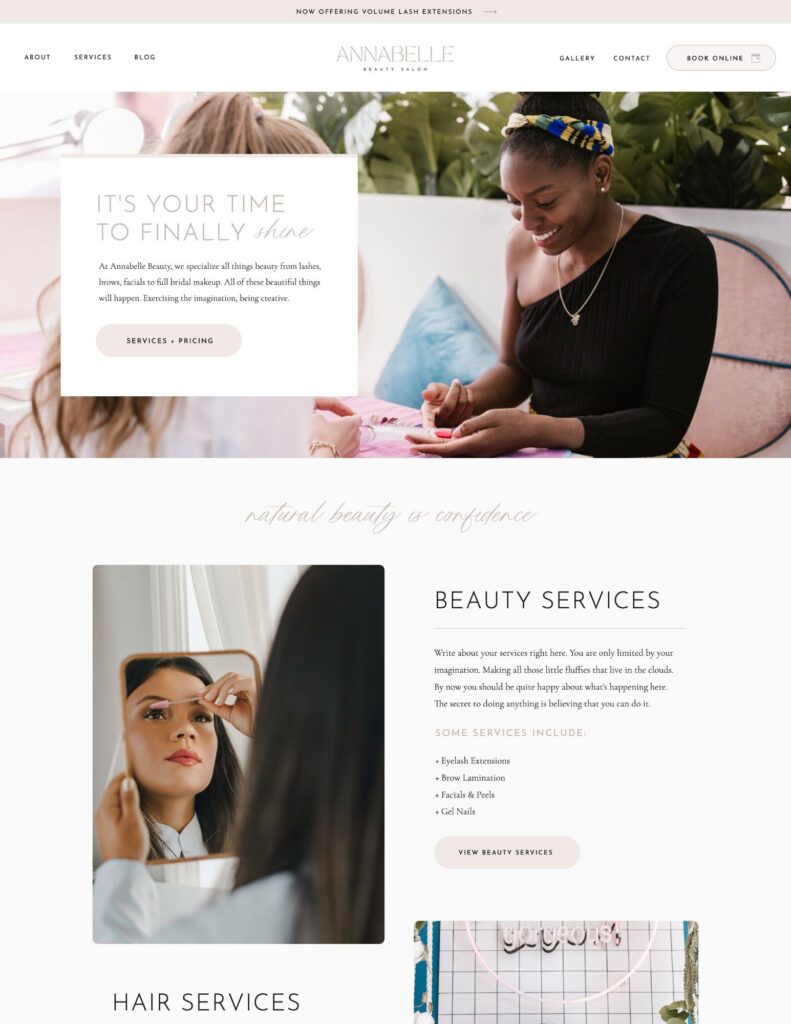 Showit Template for Beauty Salons