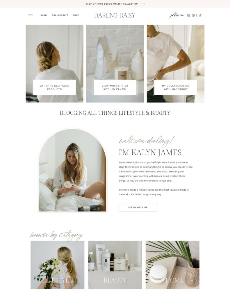 Showit Blog Template for Bloggers