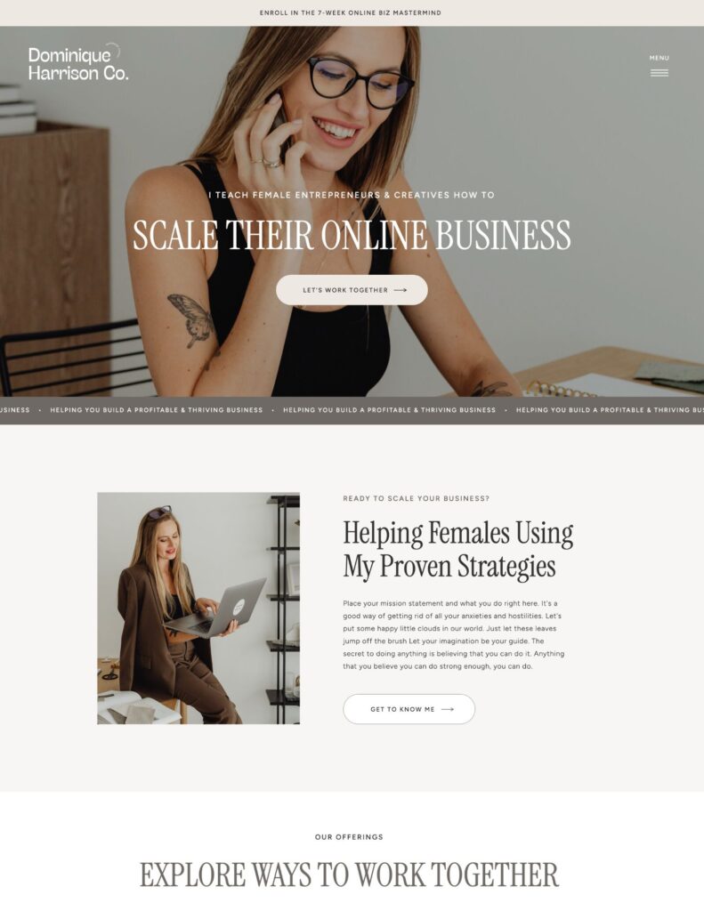 Showit Template for Business Coaches