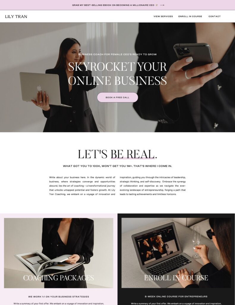 One-Page Showit Template for Coaches