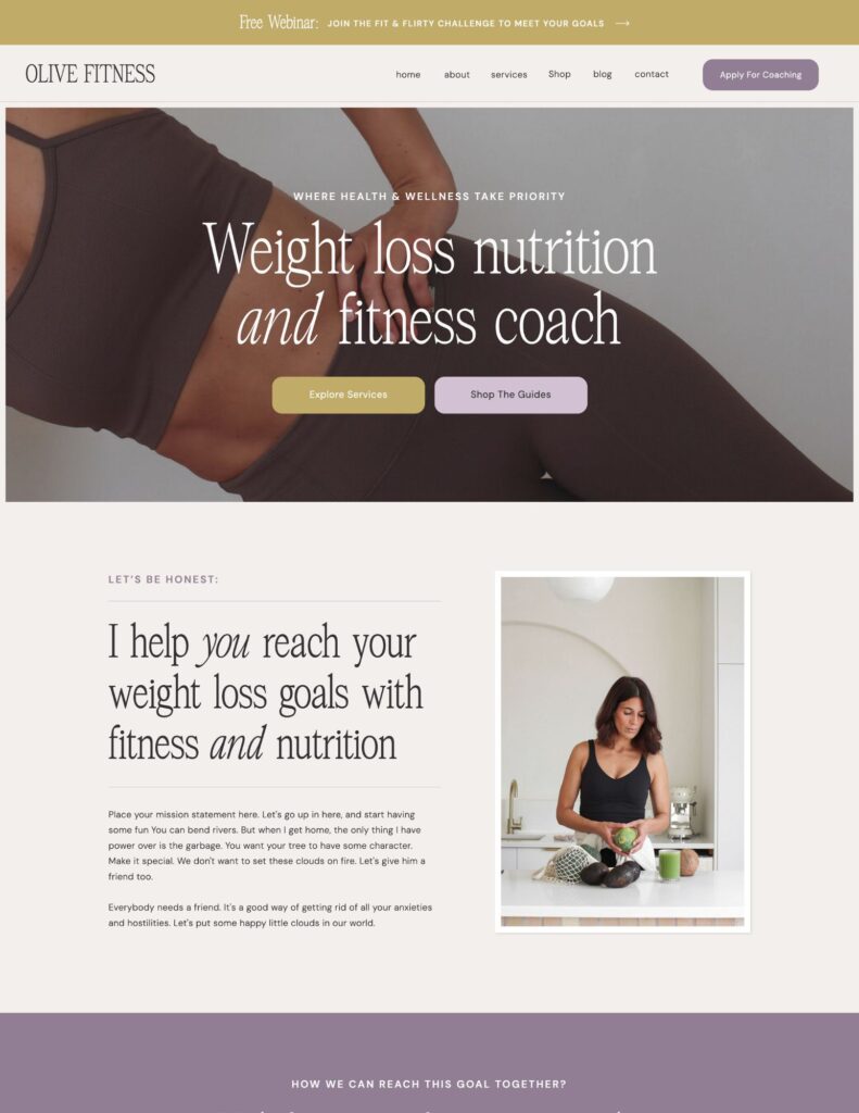 Showit Template for Fitness Coaches & Dietitians