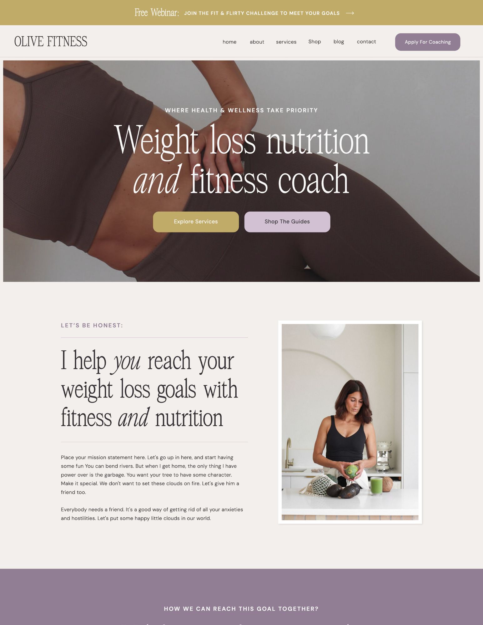 Showit Template for Fitness Coaches & Dietitians