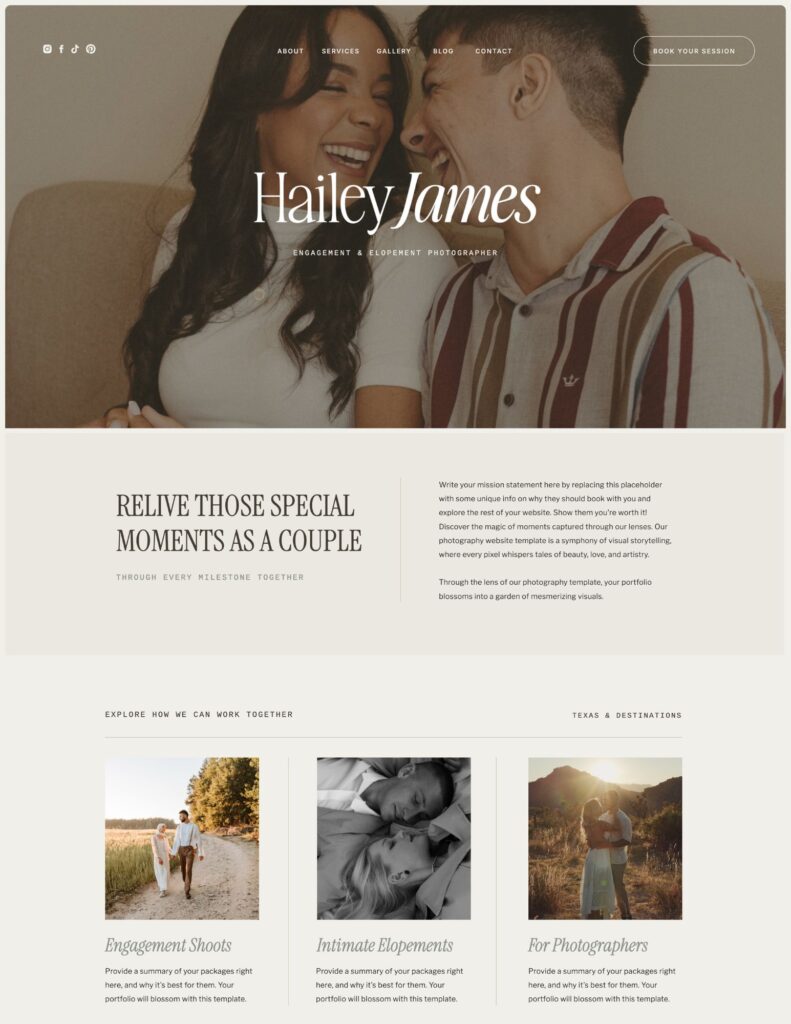 Showit Templates for Lifestyle Photographers