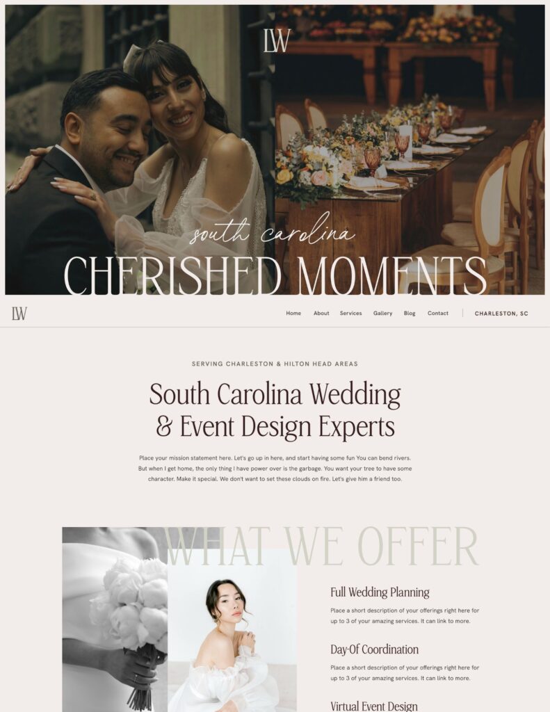 Editorial Showit Template for Wedding Planners