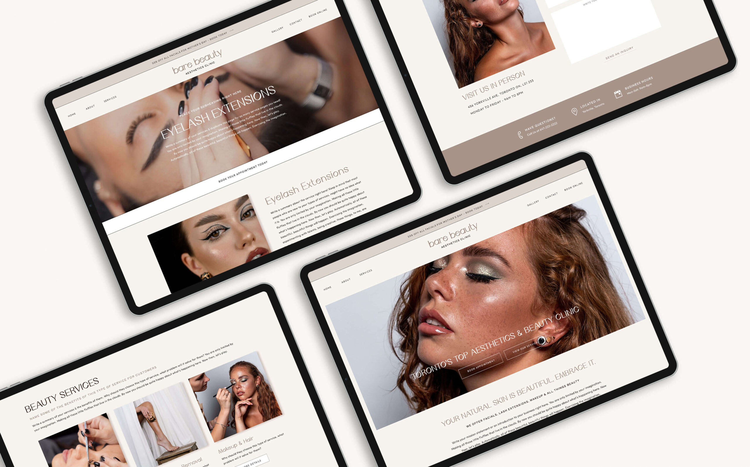 Showit Template Grid Mockup of Medical Spa Template