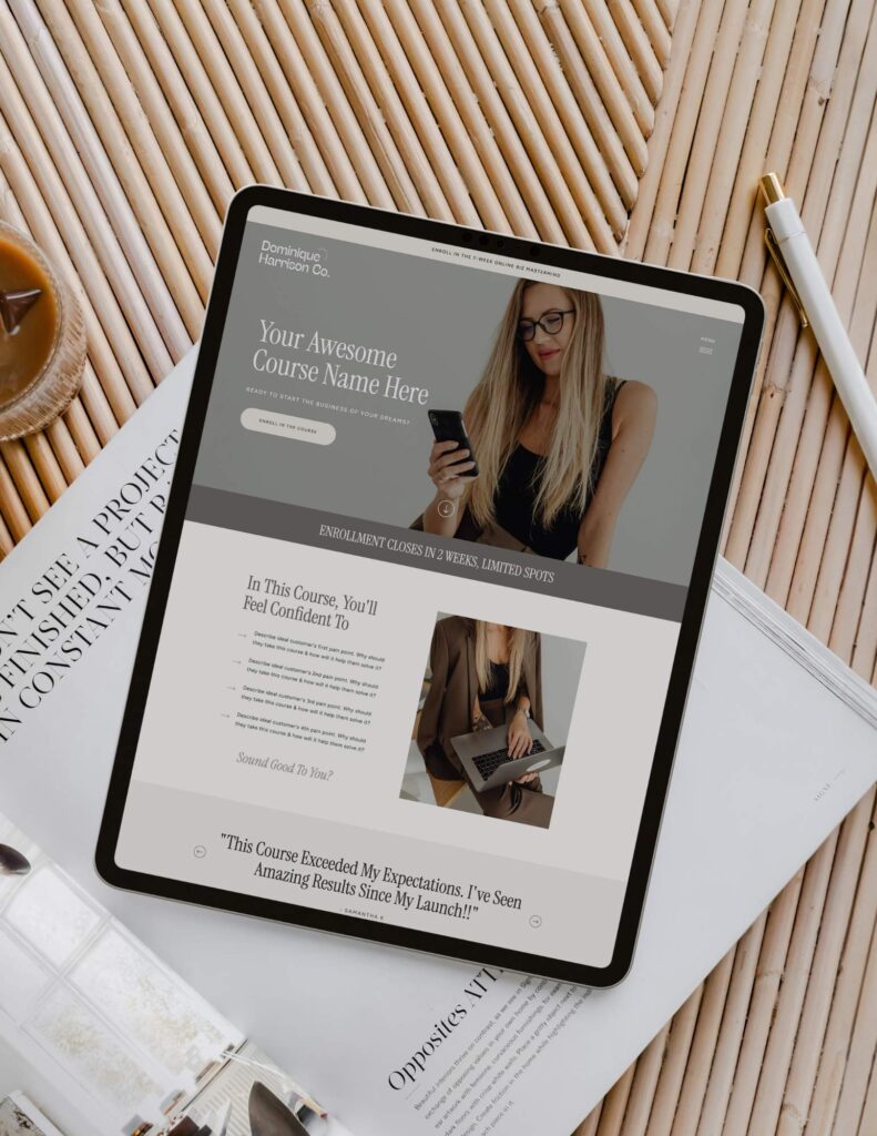 Dominique Sales Page Showit Page Template