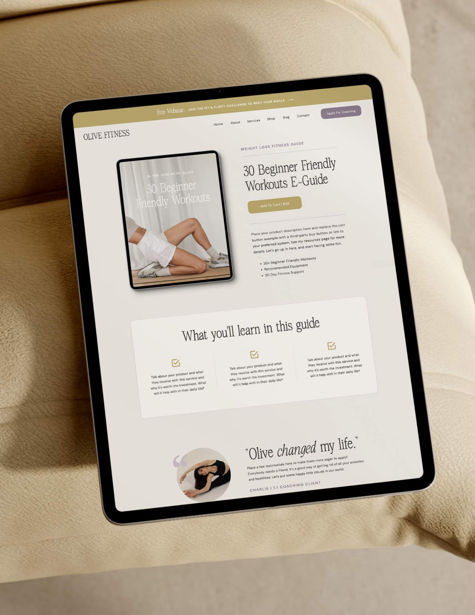 Shop Page Showit Template