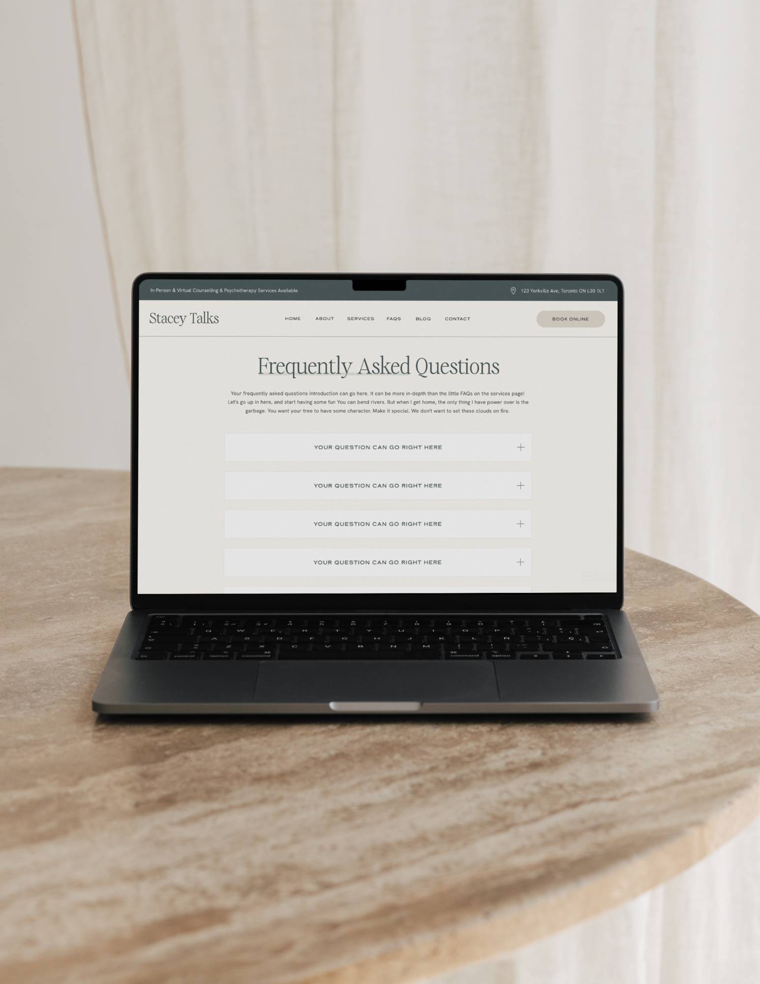 FAQs Page Showit Template
