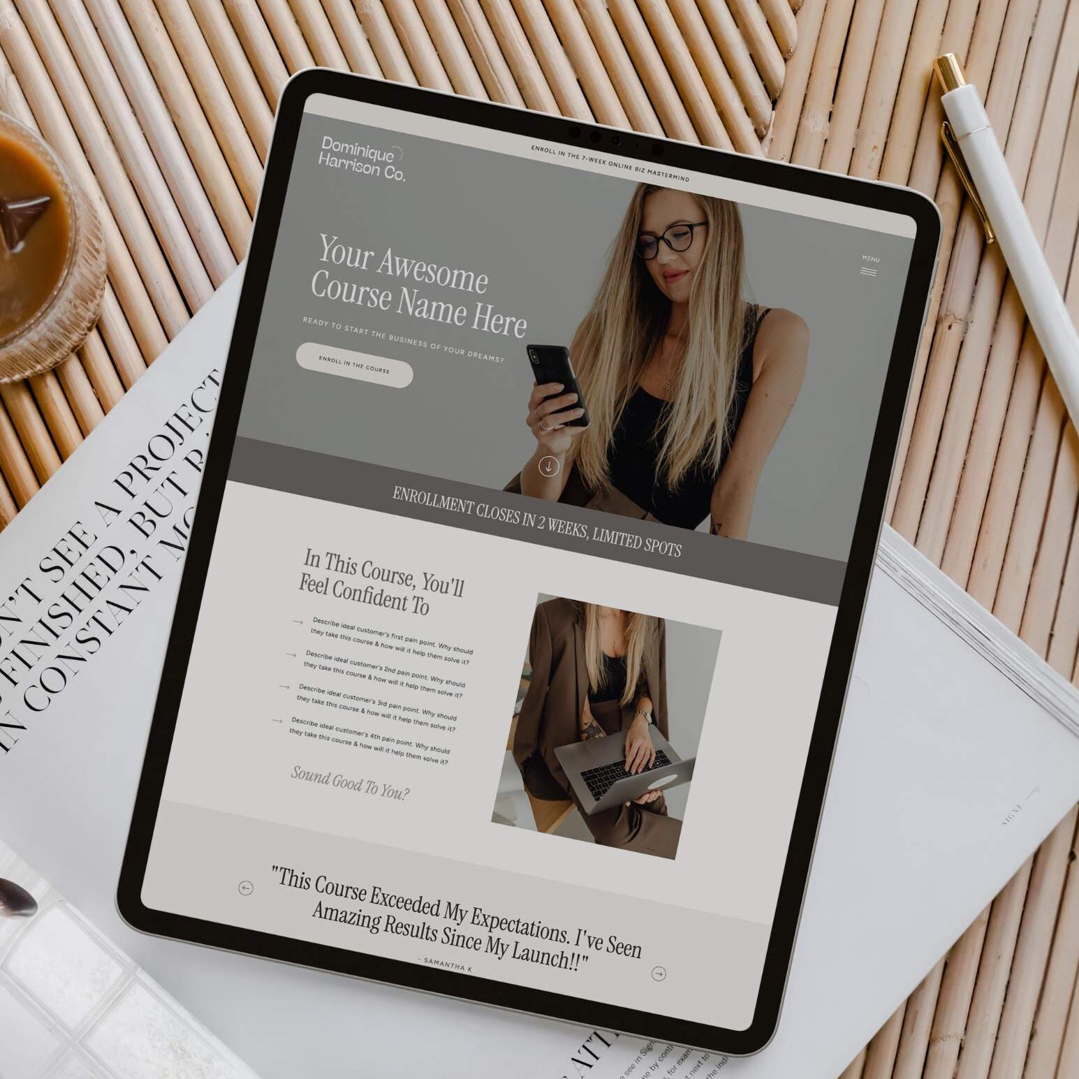 Dominique Sales Page Showit Page Template