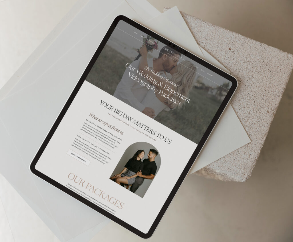 Jaclyn Template for Wedding Videographers Showit Website