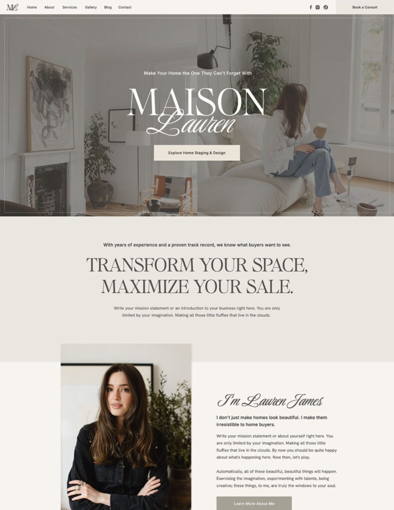 Showit Interior Designer Website Template