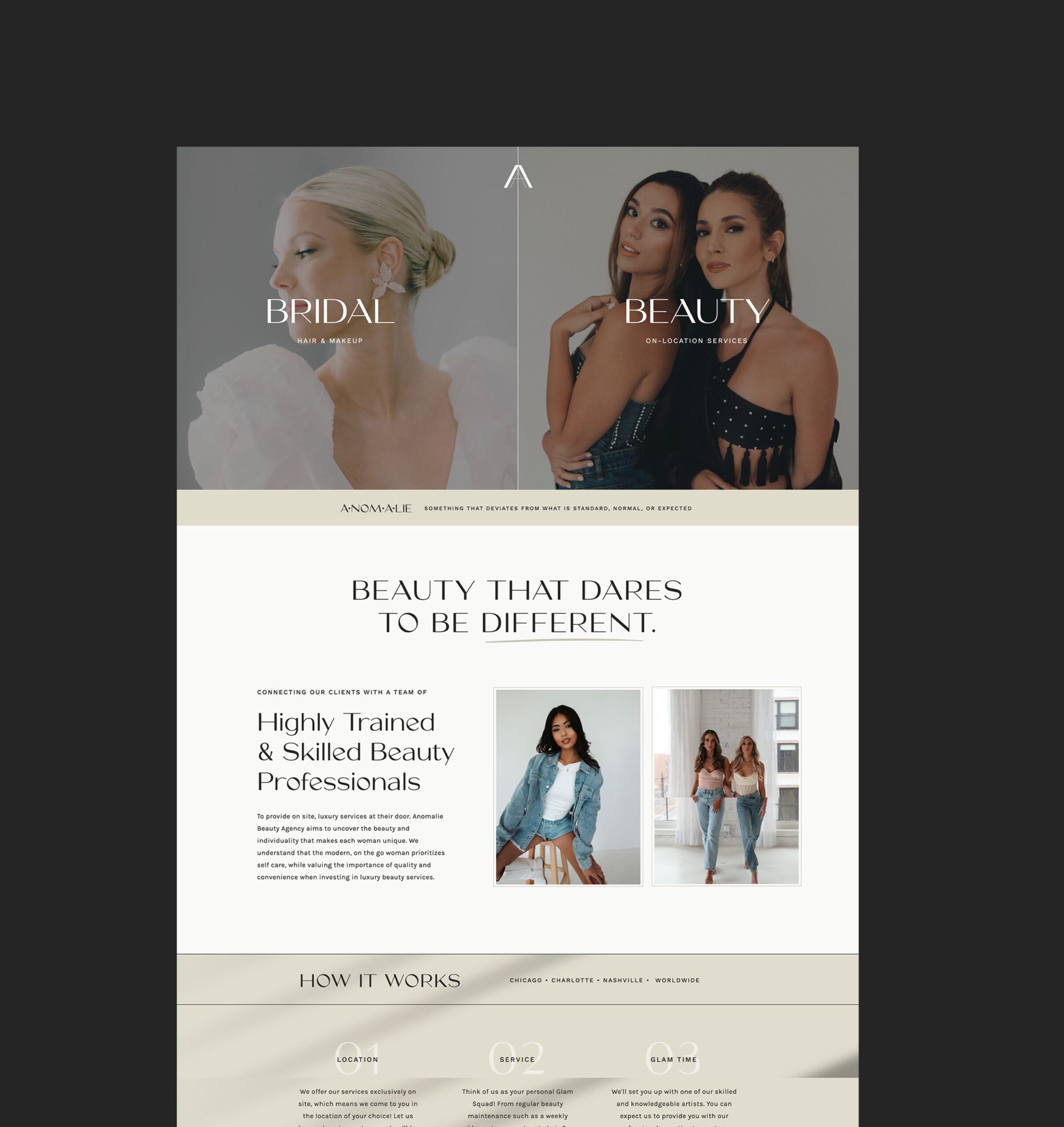 Custom Showit Website Design for Luxury Beauty Agency