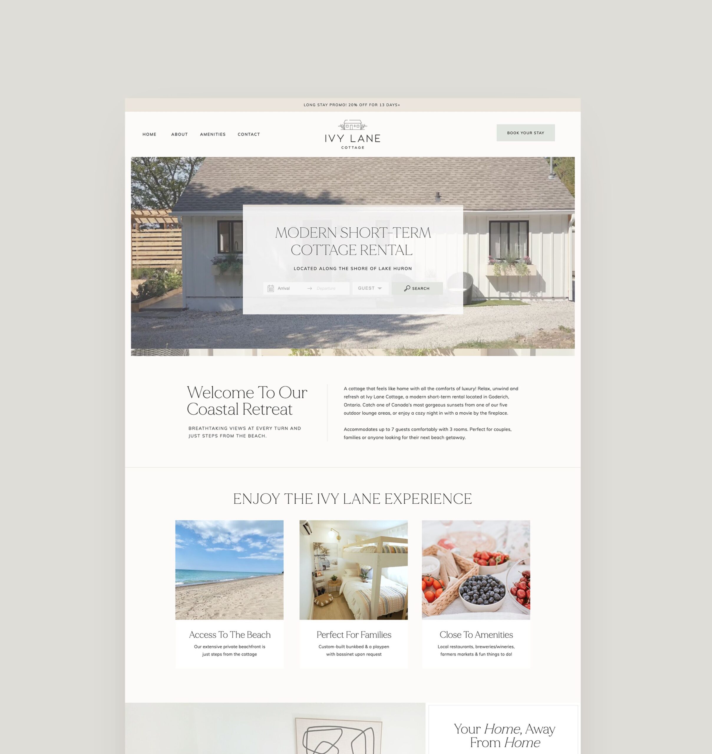 Custom Showit Website Design for Vacation Rental