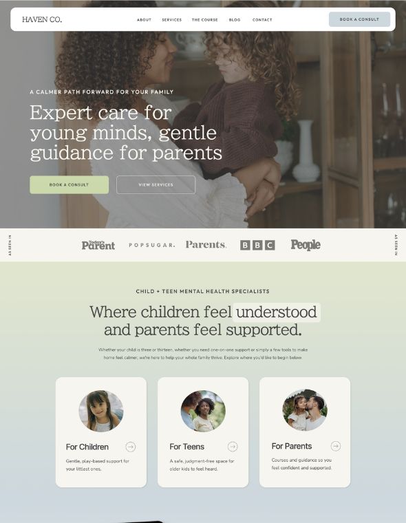 Playful Showit Template for Therapists and Psychologists Mockup
