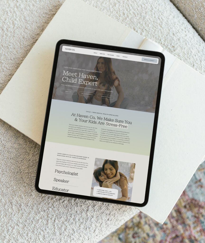 About Page mockup for therapists